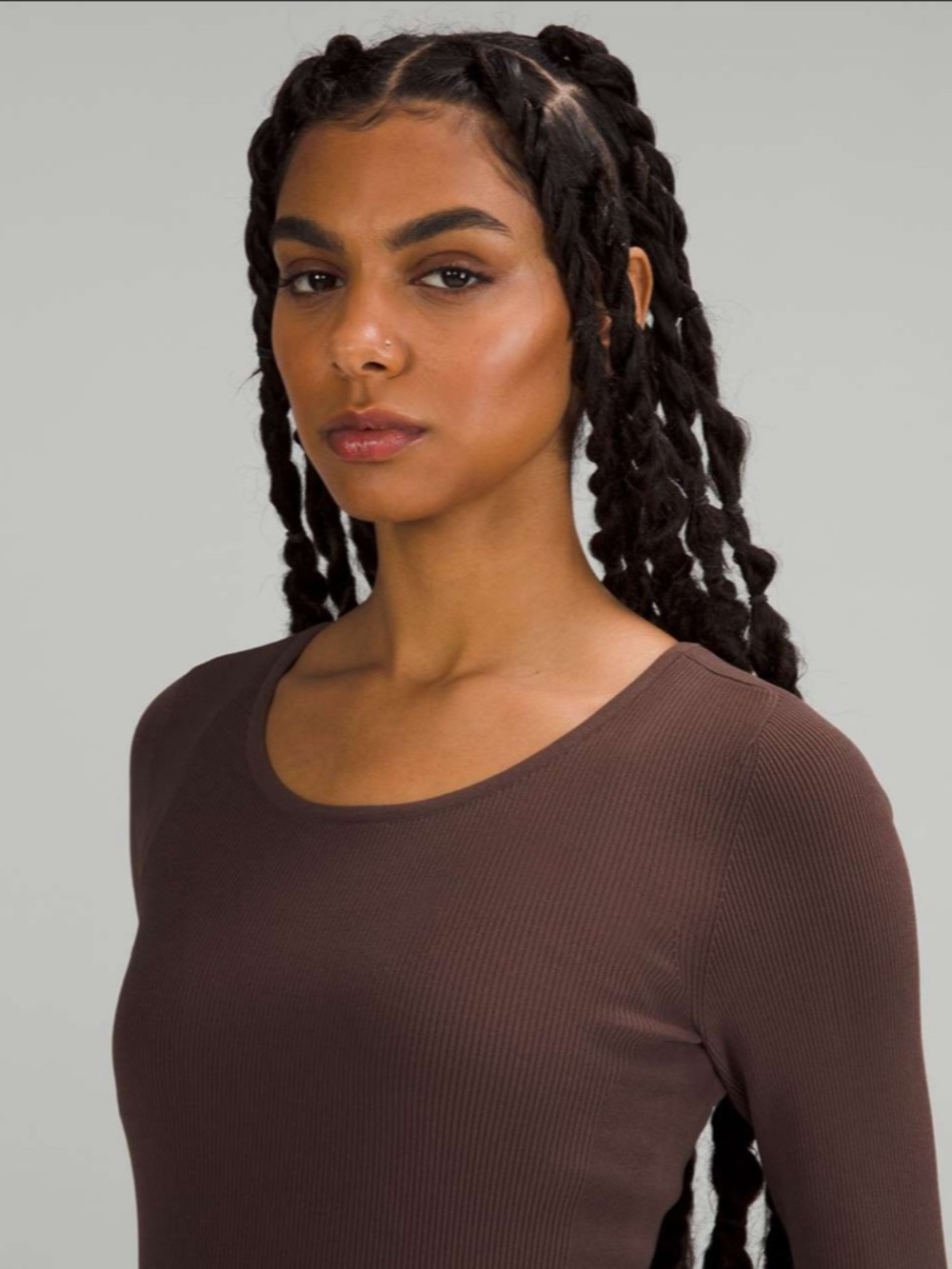 (S) Lululemon Tight-Fit Long-Sleeve Knit Bodysuit Java Brown Small Ribbed Rib - Picture 6 of 15